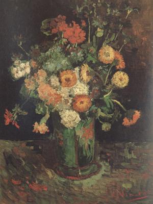 Vincent Van Gogh Vase with Zinnias and Geraniums (nn04)